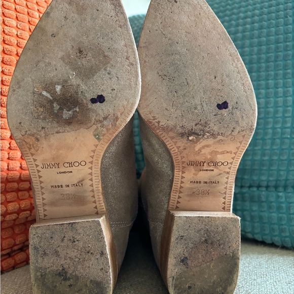 Jimmy Choo Shimmer Leather Ankle Boots Size 38 1/2 - Picture 5 of 9